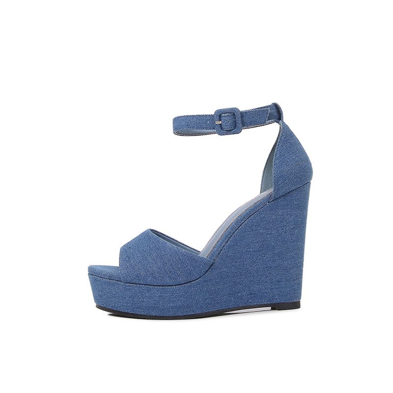 Suede platform platform high heels women's new fish mouth bag with a line belt fashion sandals_voghion.com