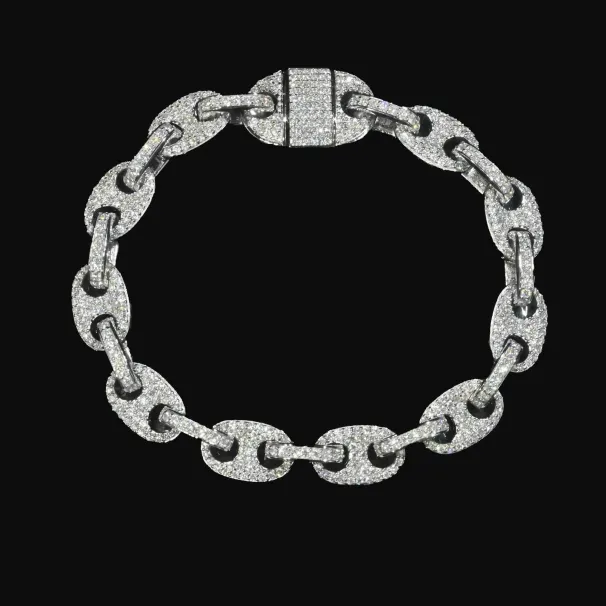 Bracciale con catena a maglie cubane da 8 mm, in argento, con moissanite ghiacciata, per uomo e donna, con test di diamanti VVS._voghion.com