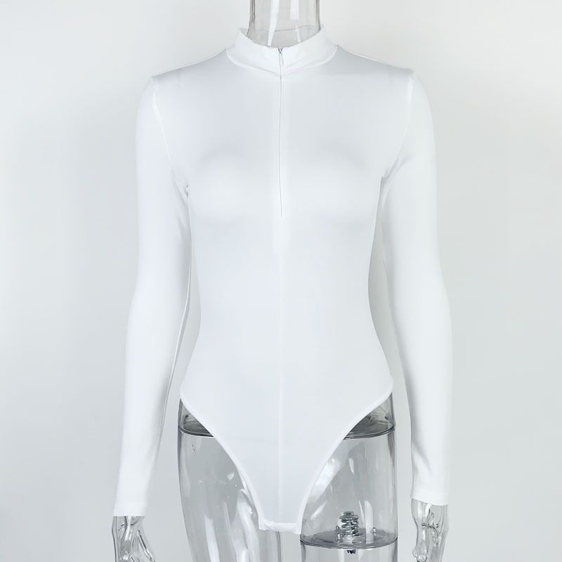 Kadın moda polar uzun kollu fermuarlı tulum_voghion.com