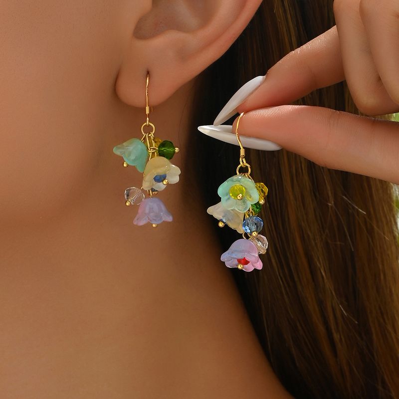 Small fresh countryside style flower ear, versatile and niche, hand woven colorful bell orchid design, high-end_voghion.com