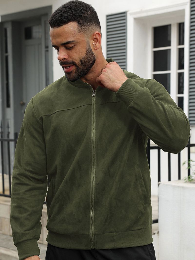 ​​Modische Wildlederjacke mit Reißverschluss für Herren – leicht, stylisch und vielseitig für Freizeit und Streetwear (Schwarz, Marineblau, Blau, Armeegrün, Khaki)​​_voghion.com