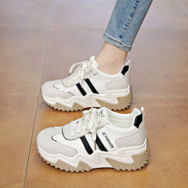 Koreanische Version von Papa für Frauen 2025 Neue Frühjahr Mode Innenhöhe zunehmende lässig dicke Sohle Farbe blockiert_voghion.com