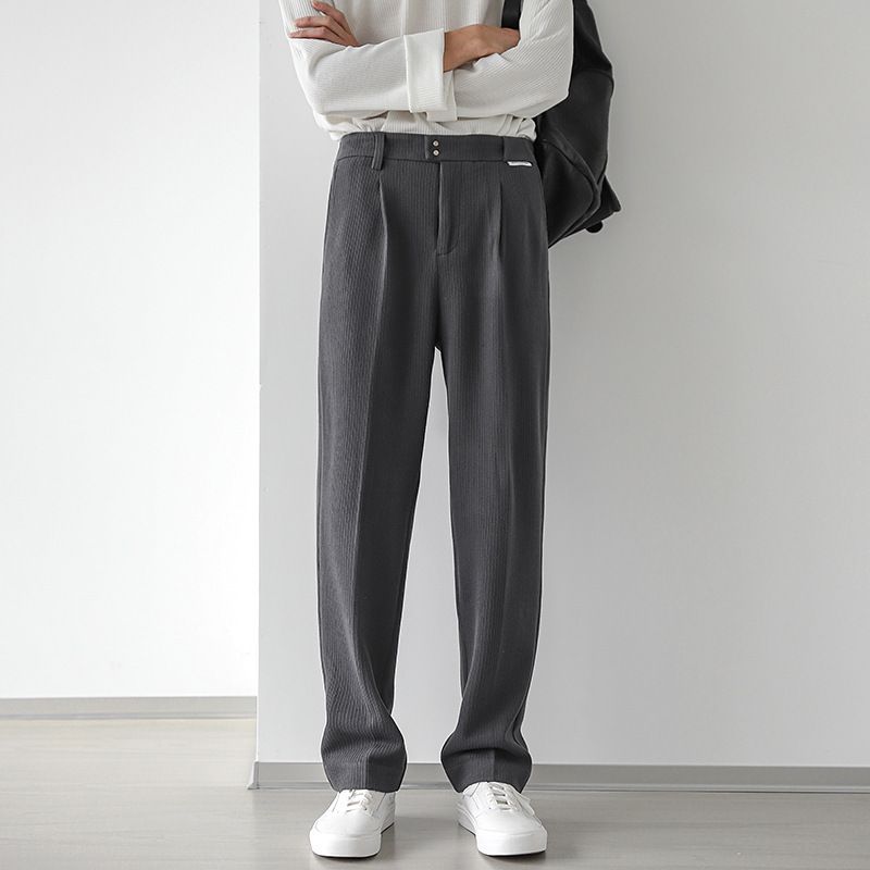 Pantalon en velours côtelé pour homme, coupe droite, style décontracté - Coton doux extensible, léger, style business décontracté, kaki/noir, lavable en machine, infroissable_voghion.com