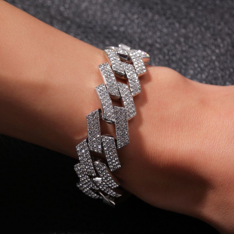 1Pc Trendy Mannen Willen Kopen Hip Hop Diamant-ingelegde Goud Zilver Legering 3 Rijen Diamanten Cubaanse Ketting Dansfeest Hip-hop Dating Grote Gouden Ketting_voghion.com