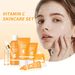 Zestaw do pielęgnacji skóry z witaminą C, 6 w 1, kompletny zestaw do pielęgnacji twarzy z płynem oczyszczającym, serum, kremem, tonikiem, kremem pod oczy i balsamem przeciwsłonecznym -_voghion.com