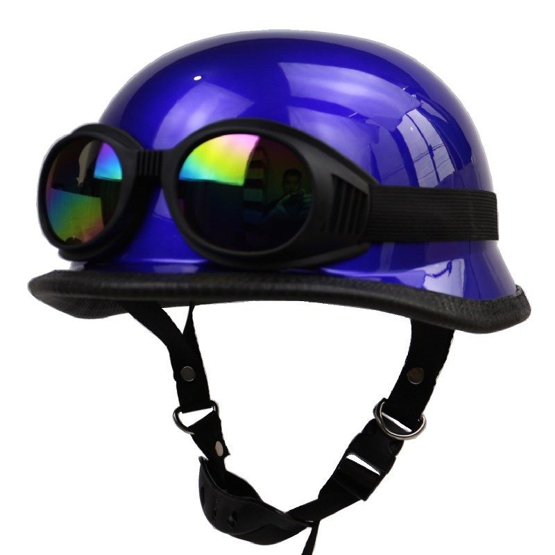 Kask Motocyklowy Kask retro Kask motocyklowy Półkask do jazdy na świeżym powietrzu z okularami_voghion.com