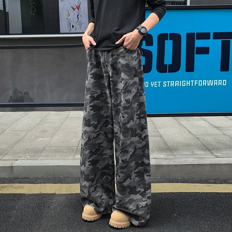 Men's Camo Cargo Pants Oversized Streetwear Drop-Crotch Joggers With Utility Pockets - High Waist Loose Fit For Fall (Multiple Sizes)_voghion.com