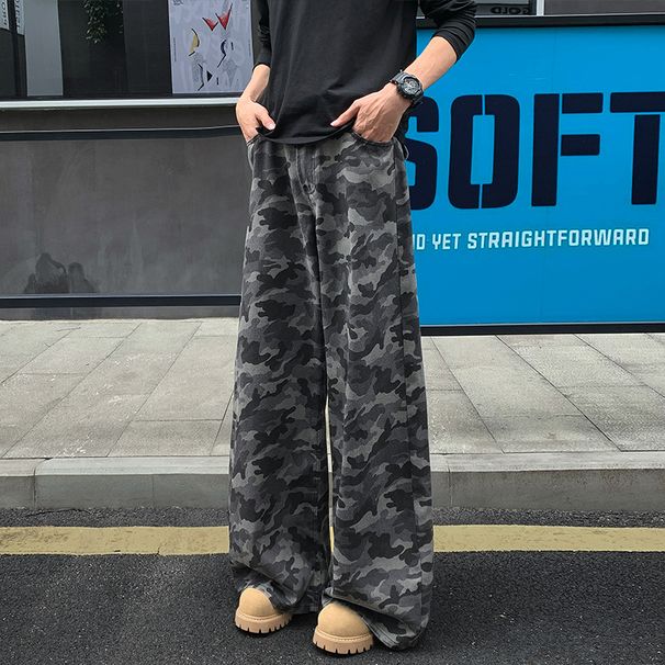 Men's Camo Cargo Pants Oversized Streetwear Drop-Crotch Joggers With Utility Pockets - High Waist Loose Fit For Fall (Multiple Sizes)_voghion.com