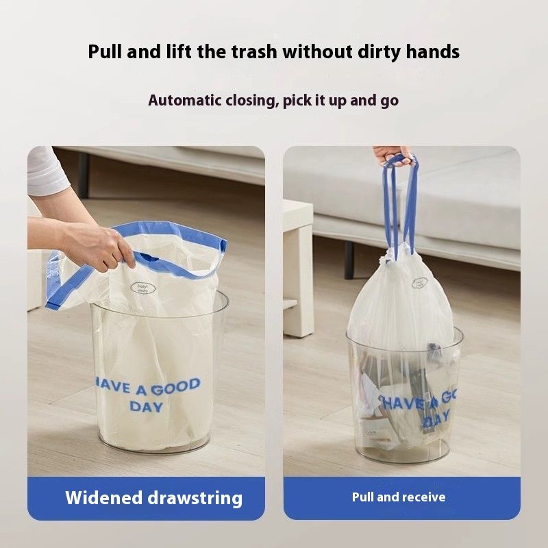 Garbage Extra Thickened Plastic With Drawstring For Home Dormitory Kitchen Large Cleaning Bags Automatic Closure_voghion.com
