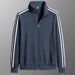 Chaqueta ligera de running para hombre con rayas clásicas: transpirable, con cremallera, ideal para uso casual y deportivo (L-6XL)_voghion.com