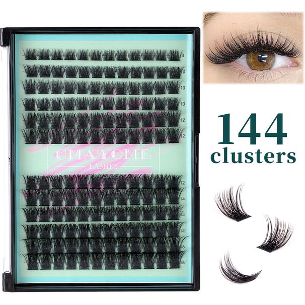 Cílios postiços Cílios postiços Extensão Terno Único Cluster Cabelo 144 Cluster Grosso Olhos Grandes_voghion.com