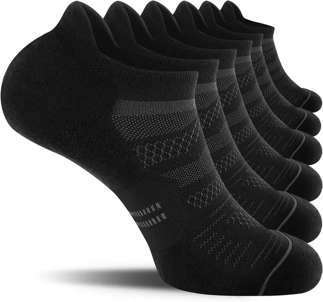 6 Pairs Men's Running Ankle With Cushioning, Low Cut Sports Socks_voghion.com