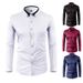 Herrenbekleidung Vier-Wege-Stretchhemd Herren farblich passender Kragen Diamantknopf Langarmhemd Business Casual Herrenhemd Außenhandel_voghion.com