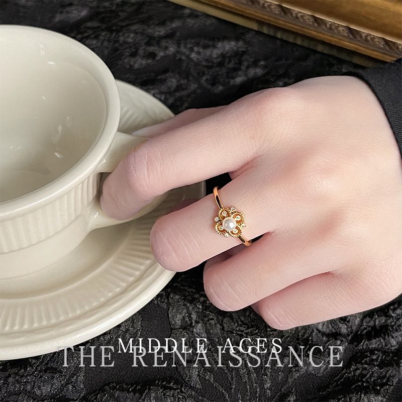 Anello per dito indice in oro vero placcato in stile vintage con micro pavé di zirconi_voghion.com