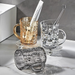 Set di spazzolini da denti ACZT Georg Jensen Family - Bicchieri in vetro da 3 pezzi con vassoio in acciaio inossidabile_voghion.com