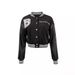 Women's Clothing large size leisure letter printing thread patchwork jacket baseball jacket_voghion.com