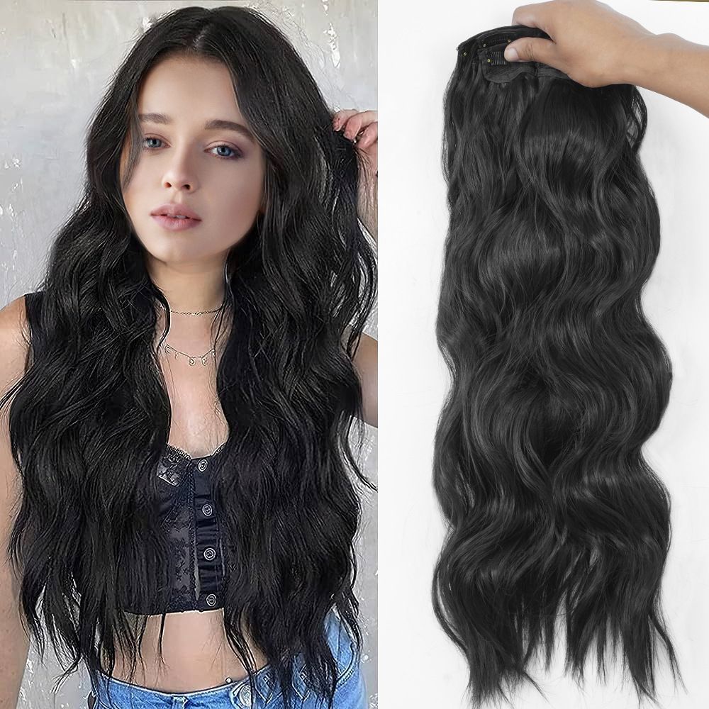 Εργοστάσιο χονδρικό εξωτερικό εμπόριο νέα χημική ίνα τεμάχιο περούκας 4 τεμαχίων σετ ύδατος κυματισμός επεκτάσεις μαλλιών με κλιπ 22 ιντσών_voghion.com