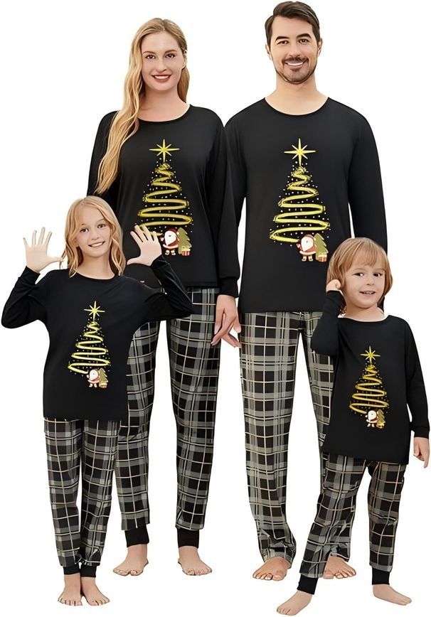 3D Printed Christmas Family Matching Pajama Set – Soft Plaid & Holiday-Themed Sleepwear For Adults & Kids (Long Sleeve, Cozy Winter PJs)_voghion.com