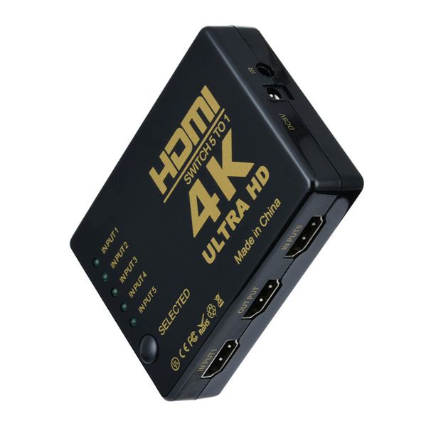 Mini HDMI Switcher 3D 1080p 5 porte 4K HDMI Switcher Selettore Splitter Con Hub IR Telecomando Per HDTV DVD_voghion.com