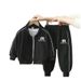 Completo sportivo da bambino, autunno casual, due pezzi, con elegante stampa di lettere, in comodo tessuto di poliestere per bambini (3-8 anni, 90-150 cm)_voghion.com