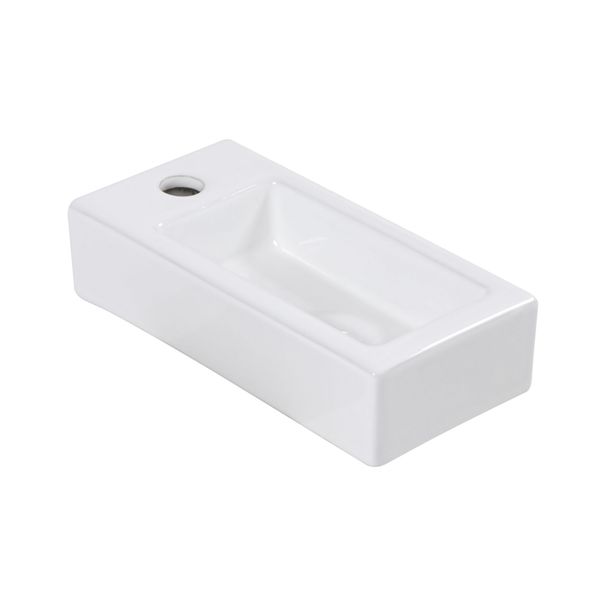 White Ceramic Rectangle Wall Mount Bathroom Sink With Single Faucet Hole_voghion.com