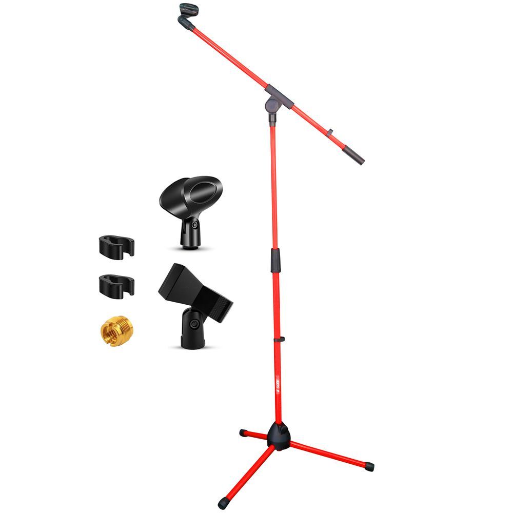 5 Core Tripod Mic Stand Floor Adjustable 18 To 72 Inches Sturdy Boom Arm Holder Microphone Stands Pedestal Para Microfono For Singing MS 080 RED_voghion.com