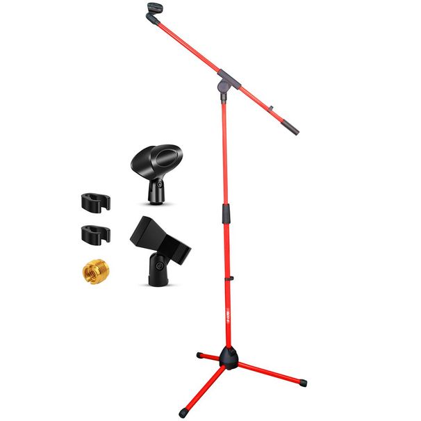 5 Core Tripod Mic Stand Floor Adjustable 18 To 72 Inches Sturdy Boom Arm Holder Microphone Stands Pedestal Para Microfono For Singing MS 080 RED_voghion.com