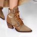 2021 Fashion Show Chunky Heel Hollow Lace-up Genuine Leather Belt Buckle Pointed Toe Ankle Boots Plus Size Shoes_voghion.com