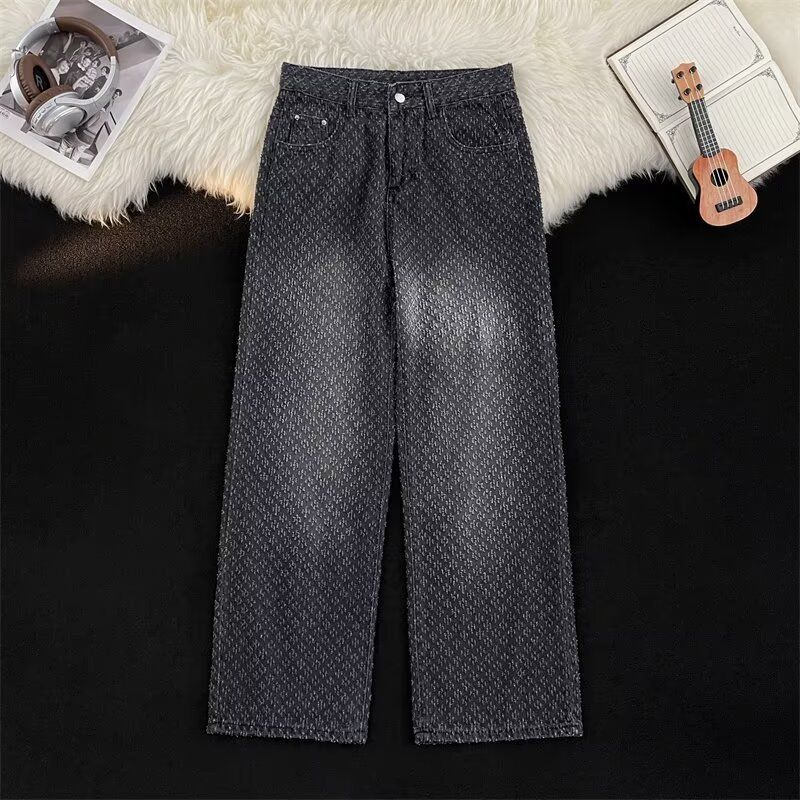 Vêtements pour hommes 2024 Nouveau motif ciel étoilé Jeans Pantalon large évasé droit au design de niche pour hommes été 2024_voghion.com