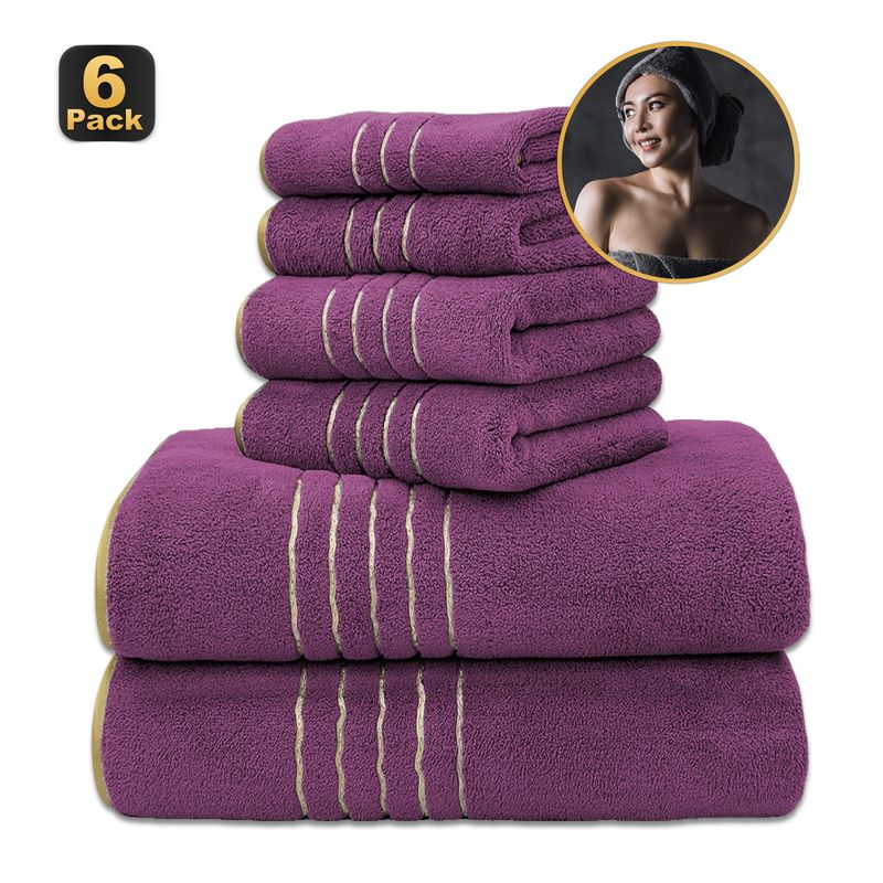 Finely Woven Coral Fleece Towel Bath Towel Square Towel Six Piece Set Bath Towel Absorbent And Soft_voghion.com