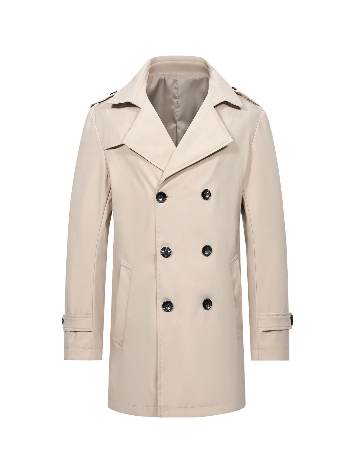 Men's Slim-Fit Trench Coat – British-Inspired Double-Breasted Lightweight Overcoat In Modal & Rabbit Fur (XS-2XL, Black/Khaki/Beige)_voghion.com