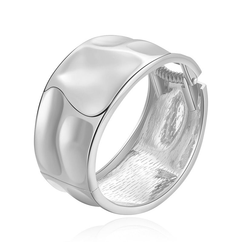 European irregular concave convex gold silver tin foil paper wide face exaggerated opening design metallic feel bracelet_voghion.com
