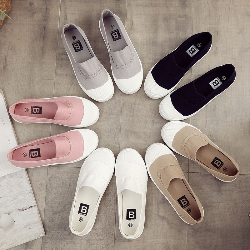 Scarpe da donna in tela slip-on piatte, nuove di zecca, primaverili_voghion.com