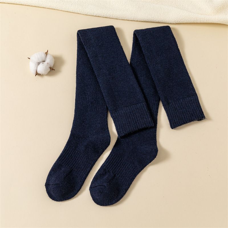 Rutschfeste Woll-Langrohrkniestrümpfe Kinder-Wintersocken mit Samtpolsterung aus Wolle Frottee-Socken warme Oberschenkelstrümpfe_voghion.com