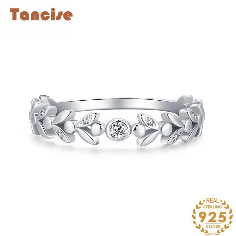  Tancise Classic Zircon Silver Ring Ladies Jewelry Wedding Promise Party Gift_voghion.com