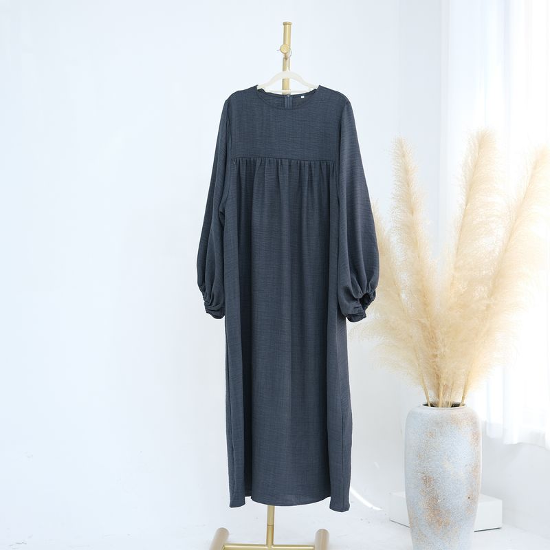 Women's Clothing Elegant Maternity Nursing Dress Robe With Zipper Soft Polyester A-Line Long Sleeve Dress ( Coffee, Lavender, Light Gray, Blue)_voghion.com