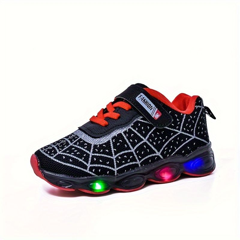 Boy's Trendy LED Light Up Sneakers, Comfy Non Slip Breathable Soft Sole Chunky Shoes For Kids Outdoor Activities_voghion.com