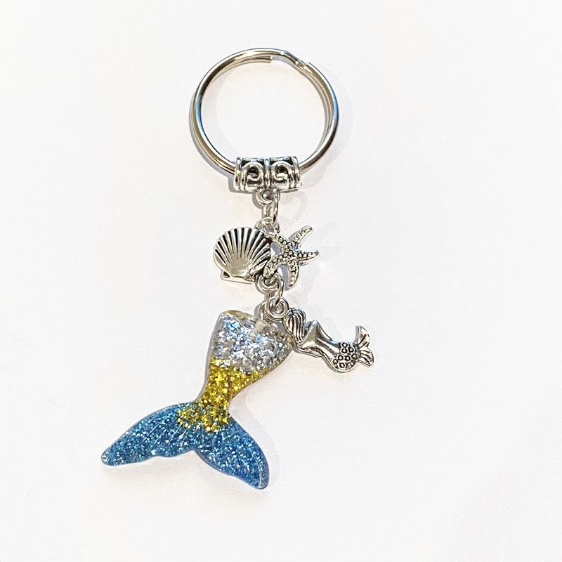 New DIY mermaid starfish pendant colorful keychain_voghion.com