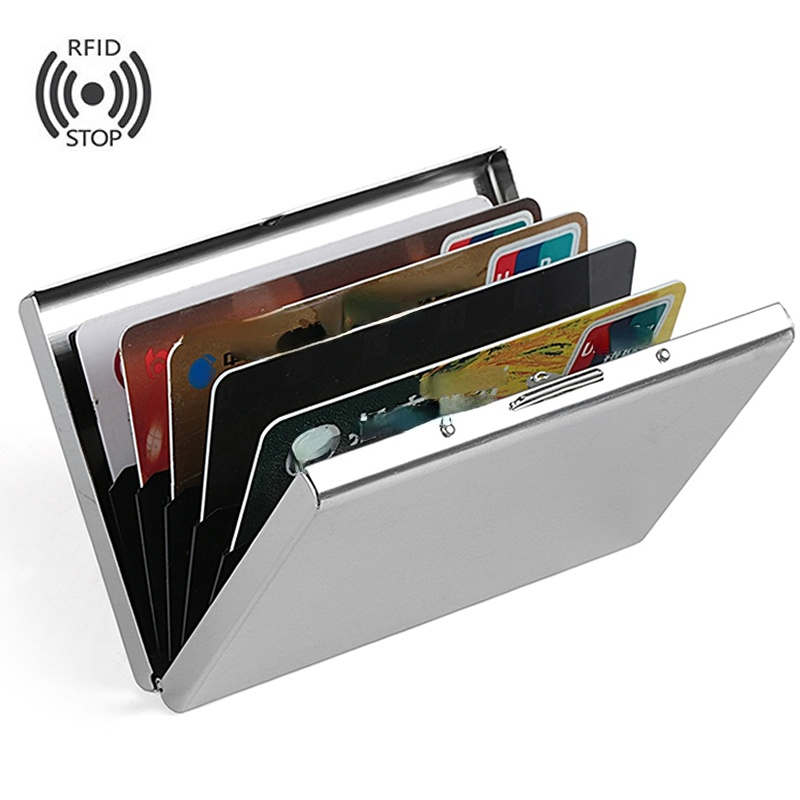 Mode aluminium Antimagnetisk korthållare Kvinnor Män Metall Kreditkort Visitkortshållare Organizer Plånbok_voghion.com