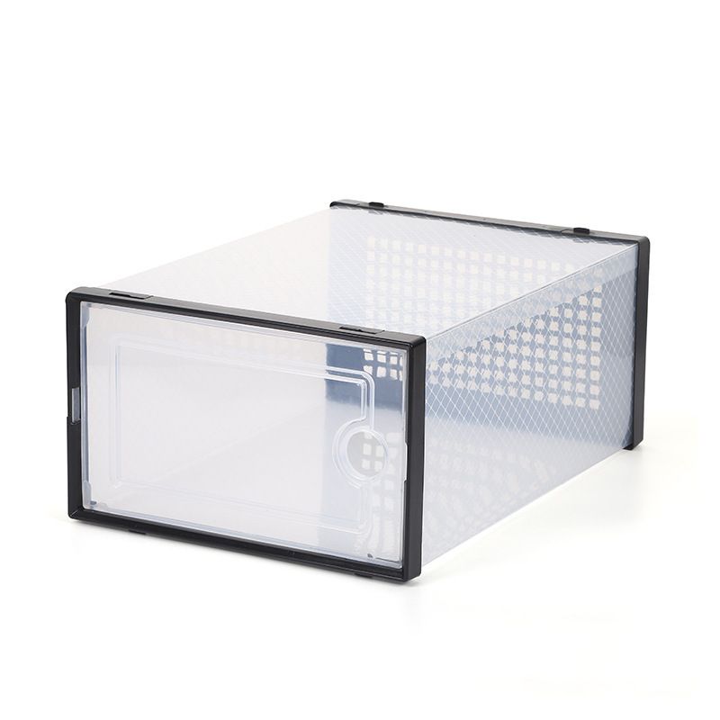 Family Organizer, transparente Aufbewahrungsbox mit Klappdeckel, stapelbarer Schuh-Organizer aus Kunststoff mit faltbarem Design, platzsparender Schuhschrank für Turnschuhe und Stiefel_voghion.com