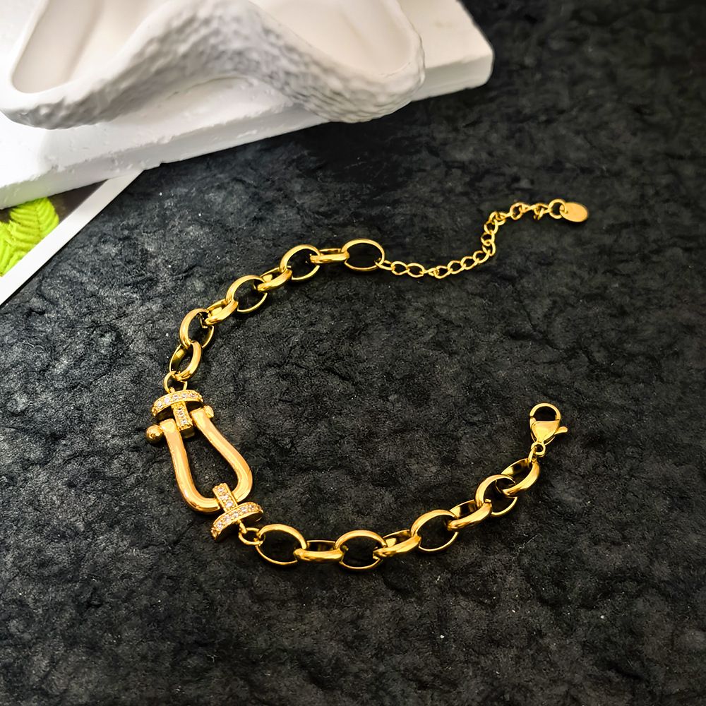 Armband aus strukturiertem Titanstahl für Damen, minimalistischer koreanischer Stil, asymmetrisches trendiges Kettenarmband, Unisex_voghion.com