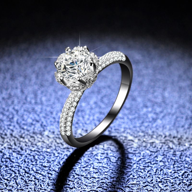 D Color Moissanite Ring For Women, Sterling Silver, One Carat, Multiple Styles, Ice Queen Ring, Wedding Live Broadcast_voghion.com