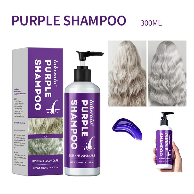 Shampoing colorant violet pour cheveux blonds pour couvrir les cheveux gris. Shampoing non irritant pour cheveux jaunes après décoloration. Remède contre les cheveux gris._voghion.com