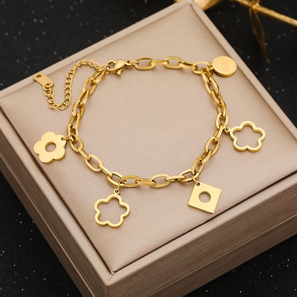 Hochwertiges fünfblättriges Kleeblattarmband für Damen, leichtes, luxuriöses, vielseitiges Modedesign, lichtechter Schmuck_voghion.com