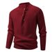 Herren Slim-Fit Pullover mit Stehkragen – Strickpullover mit Knopfdetail (Weiß/Grau/Schwarz/Burgunderrot, M-4XL, Winterwarm)_voghion.com