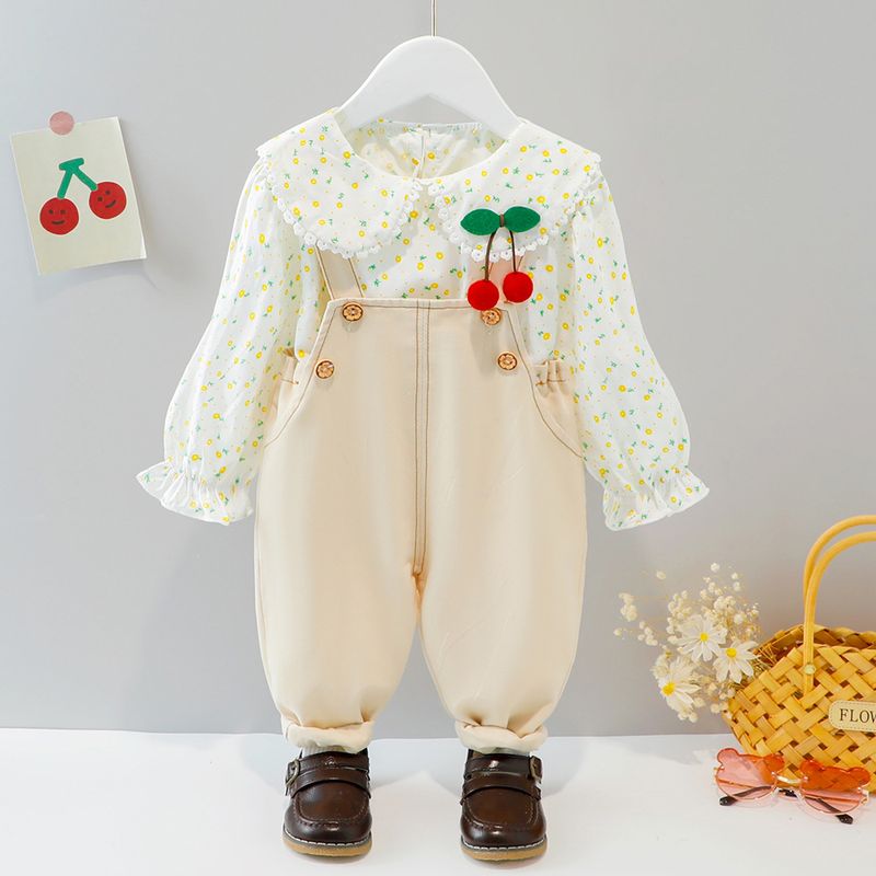 3314 children's two-piece autumn outfit, baby denim pants, overalls, boys' and girls' clothing, shirt set_voghion.com