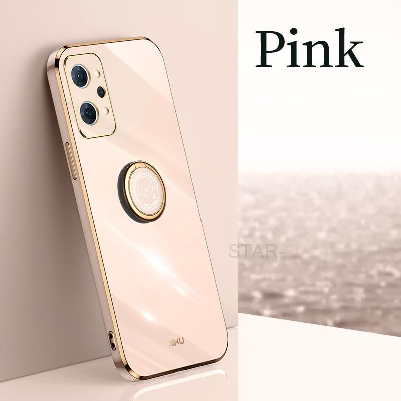 Plating Square Ring Holder Phone Case On For Oppo Realme Gt Neo 2 Neo2 5g 3T Master Edition Luxury Silicone Stand Back Cover_voghion.com