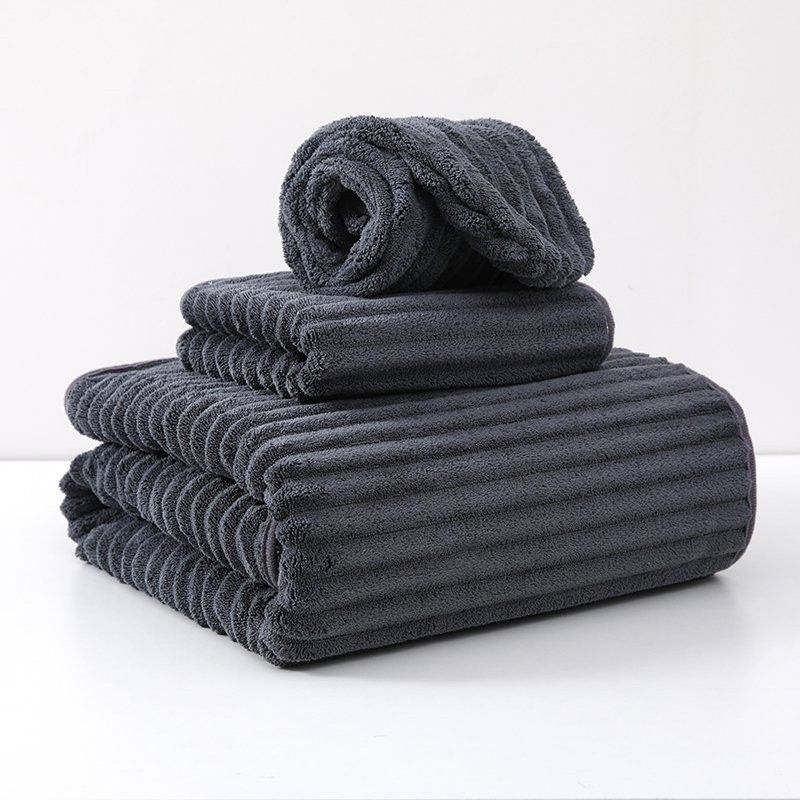 Asciugamano da bagno grande in microfibra, assorbente, ad asciugatura rapida, set da tre pezzi, motivo a onde in velluto corallo, per la casa, per adulti, ad asciugatura rapida, da spiaggia_voghion.com