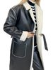 Damenbekleidung Neuer lässiger, verdickter Trenchcoat aus Leder in lockerer Mode_voghion.com