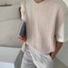 Apricot Round Neck Hollow Out Vest Sweater Men Trendy Loose Casual Outerwear Sleeveless Knitted Top Spring Autumn_voghion.com